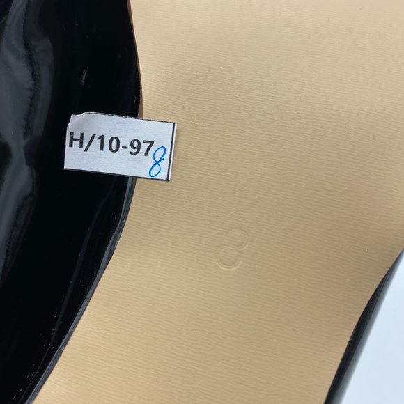 NWOT Glossy Black Heels Closed Round Toe Pumps Maryjane Block Heel Chunky - Picture 4 of 8